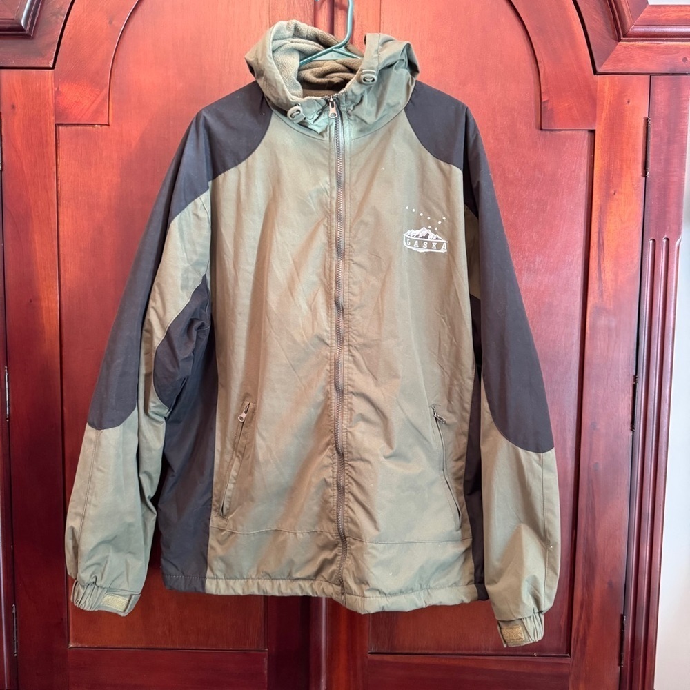 Attic Image Men's Green and Black Hooded Alaska Jacket Fleece lined,Hood Size XL